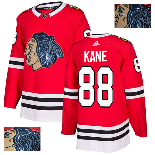 Blackhawks #88 Patrick Kane Red With Special Glittery Logo Adidas Jersey