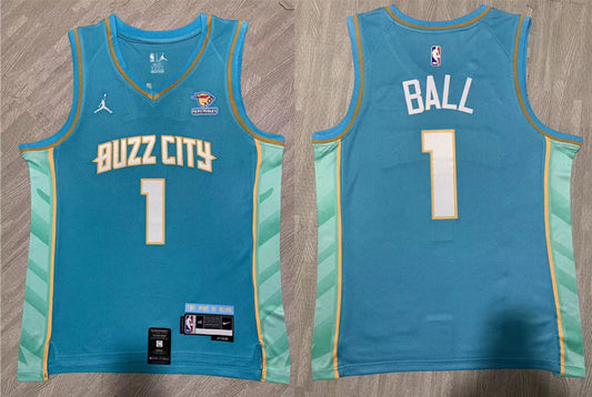 Hornets#1 LaMelo Ball Blue Nike 2023-24 City Edition Swingman Jersey