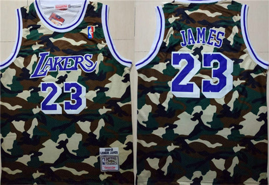 Lakers #23 Lebron James Camo Hardwood Classics Jersey