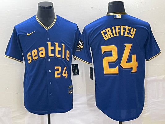 Mariners #24 Ken Griffey Jr. Royal Nike 2023 City Connect Cool Base Jersey