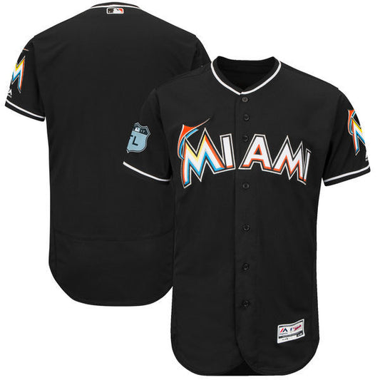 Miami Marlins Majestic Black 2017 Spring Training Flex Base Team Jersey