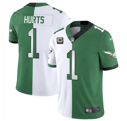 Nike Eagles White Green Split C Patch Vapor Limited Jersey