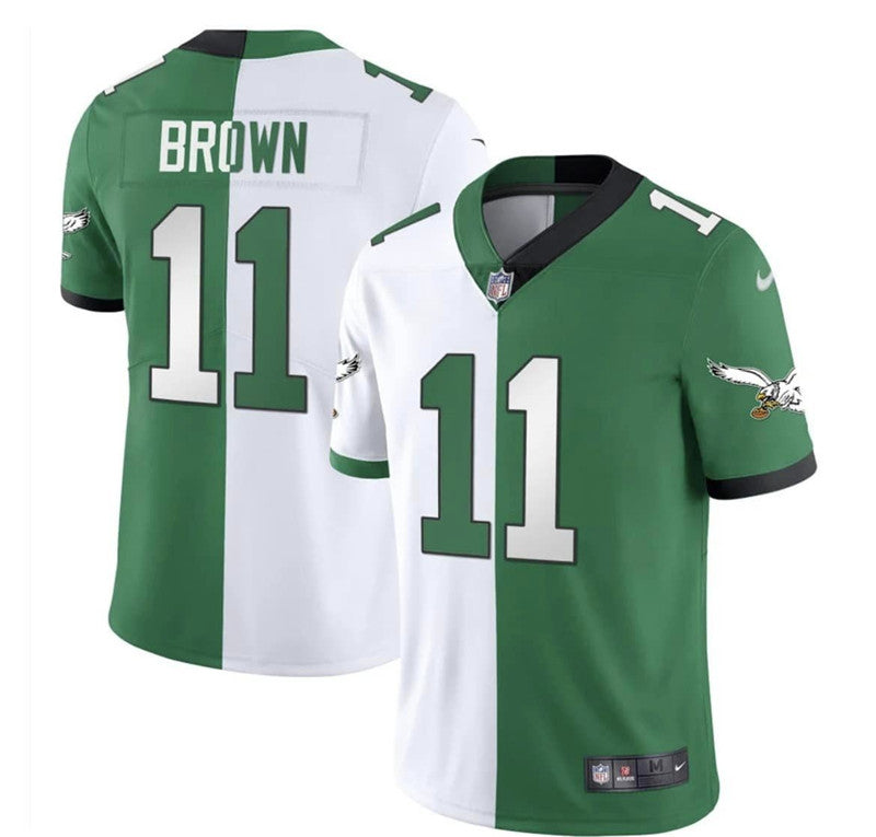 Nike Eagles White Green Split C Patch Vapor Limited Jersey