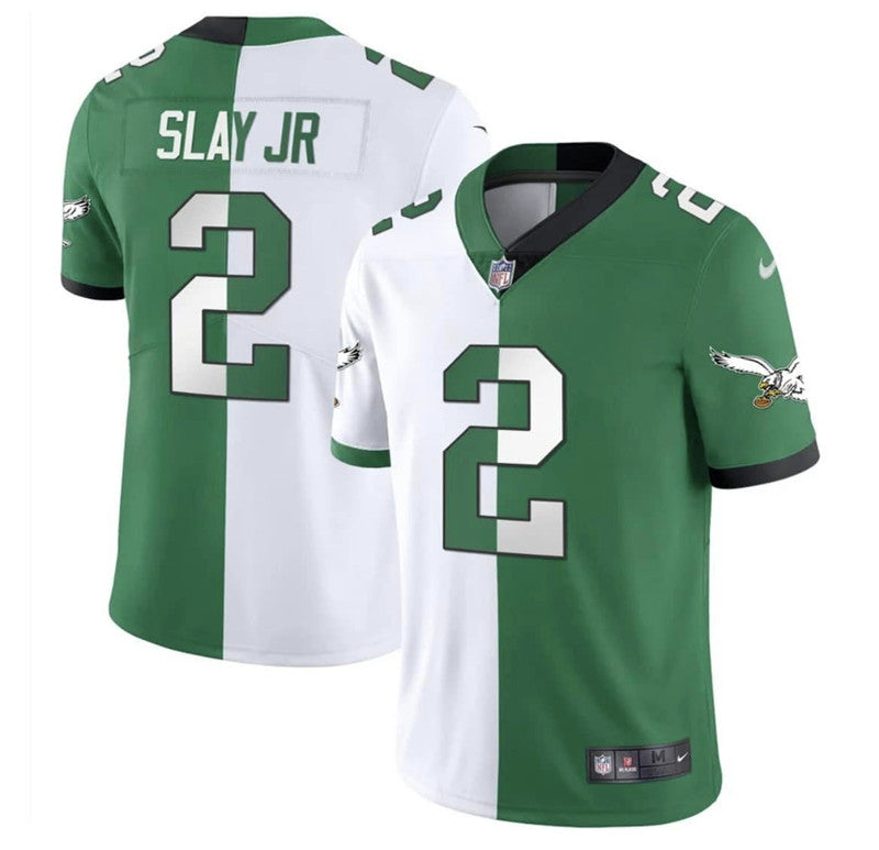 Nike Eagles White Green Split C Patch Vapor Limited Jersey