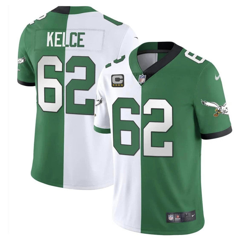 Nike Eagles White Green Split C Patch Vapor Limited Jersey