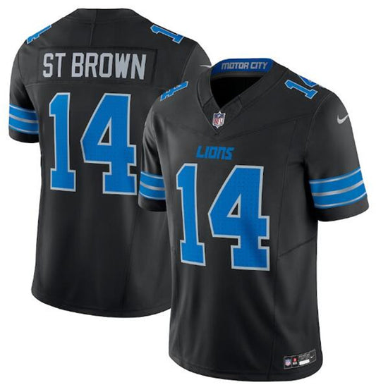 Nike Lions #14 Amon-Ra St. Brown Black Vapor F.U.S.E. Limited Jersey