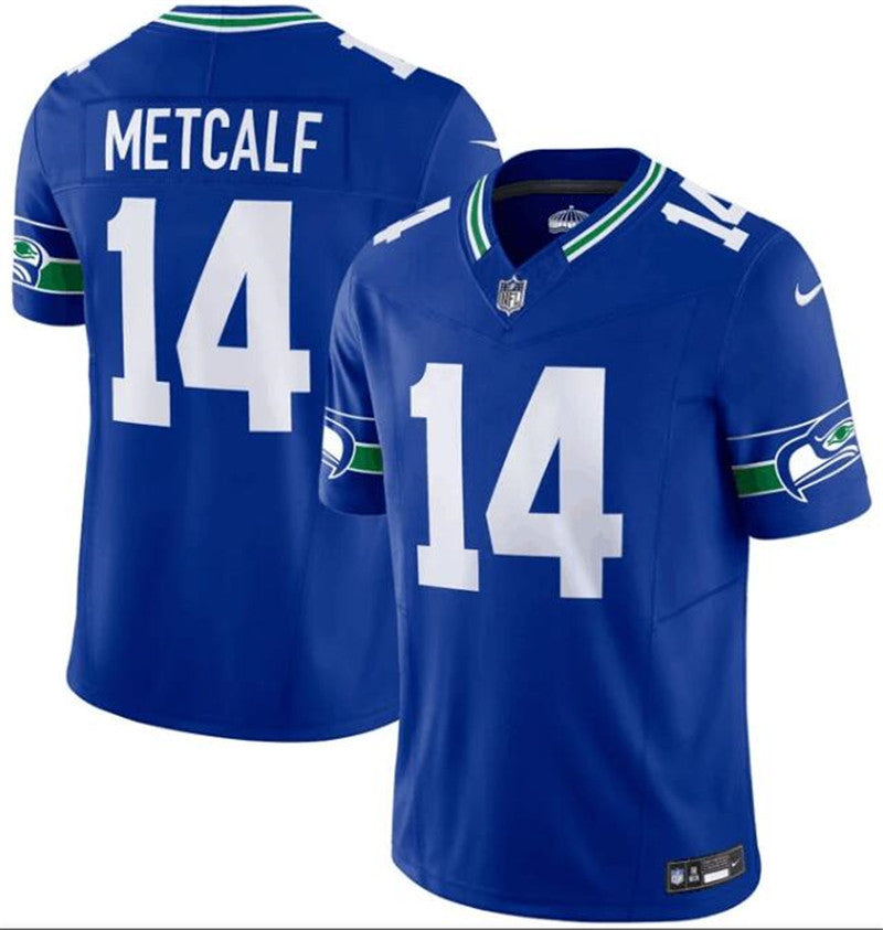 Nike Seahawks #14 D.K. Metcalf OR #33 Jamal Adams Royal F.U.S.E. Vapor Limited Throwback Jersey