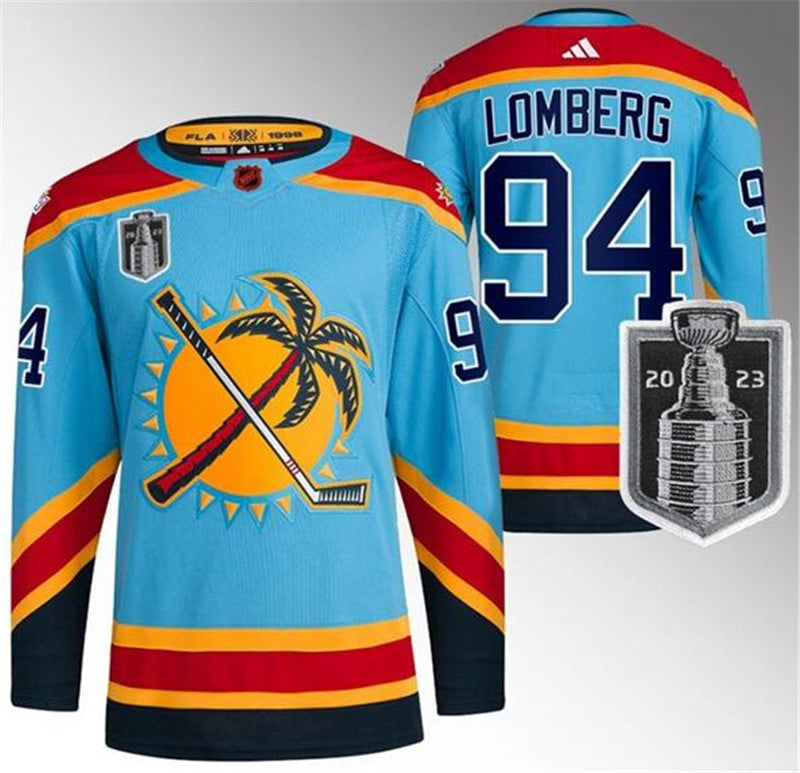 Panthers #94 Ryan Lomberg Blue 2023 Stanley Cup Final Reverse Retro Adidas Jersey