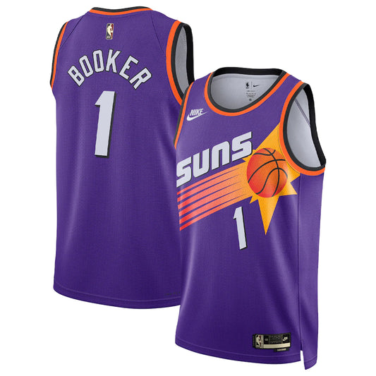 Phoenix Suns Devin Booker #1 Nike Purple 2022/23 Swingman Jersey - Classic Edition & Black Statement Edition